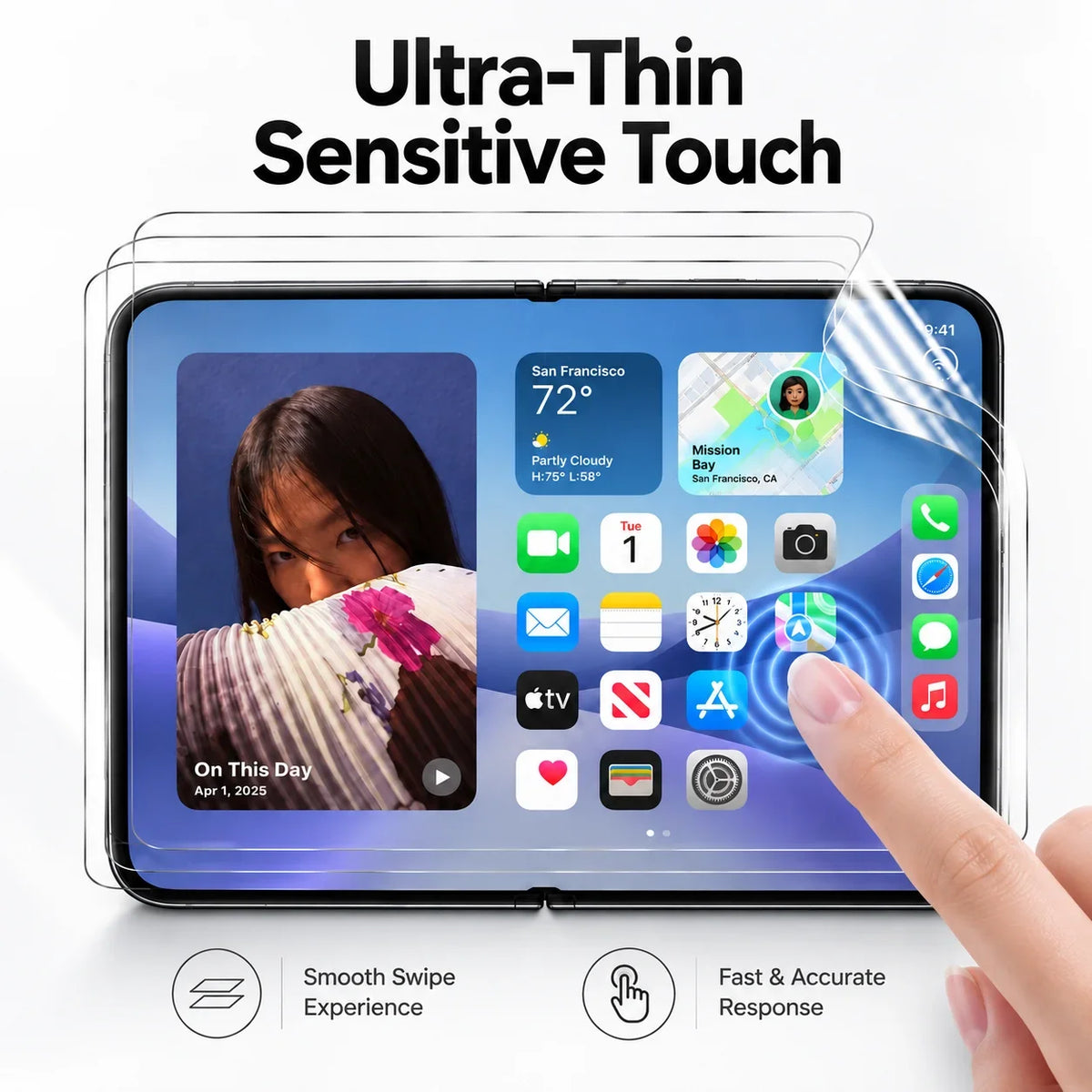 Protector de Pantalla iPhone | Cristal Templado y Film Hidrogel | Pack 3 Unidades