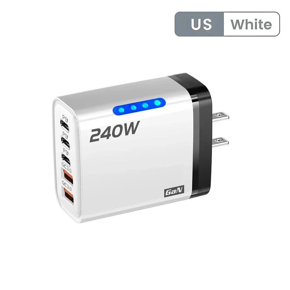Cargador USB Tipo C 5 Puertos | Carga Rápida 120W, GaN, PD | iPhone Samsung Xiaomi