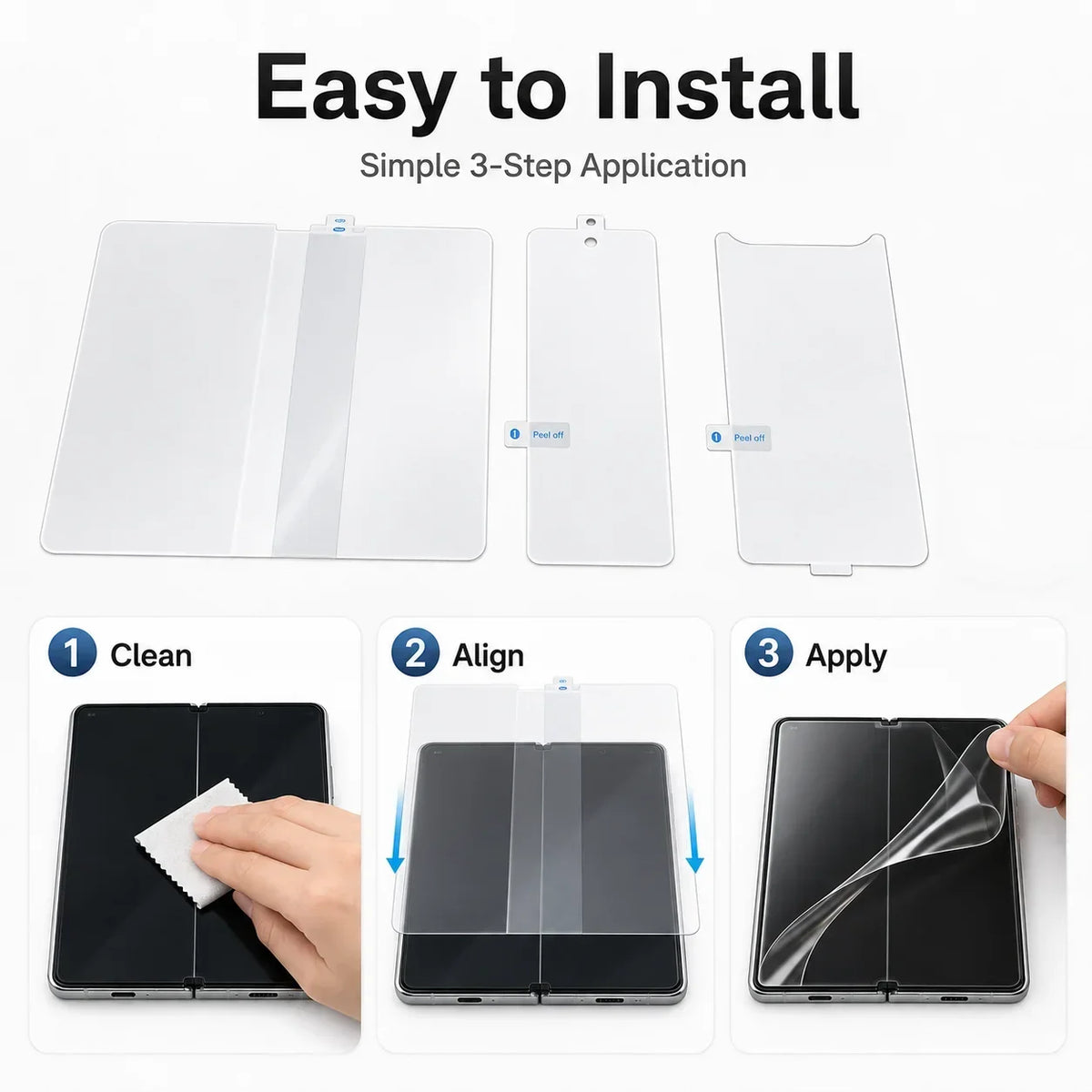 Protector de Pantalla para iPhone | Hidrogel HD, Interior Exterior | Suave 6 en 1