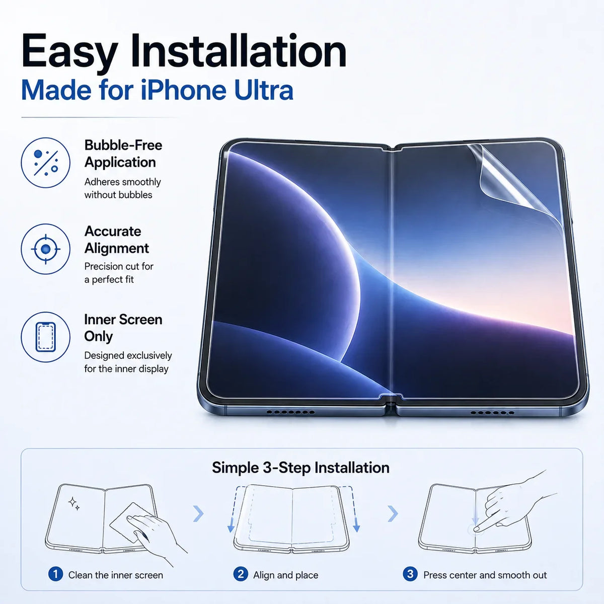 Protector de Pantalla Hidrogel iPhone | Cobertura Total, Suave | Pack 3 Unidades