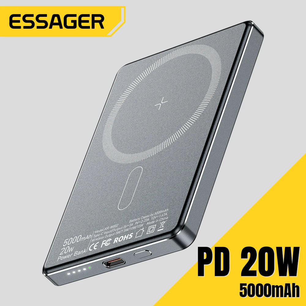 Batería Portátil Inalámbrica 20W 5000mAh | Carga Rápida Magnética | Compatible con MagSafe iPhone