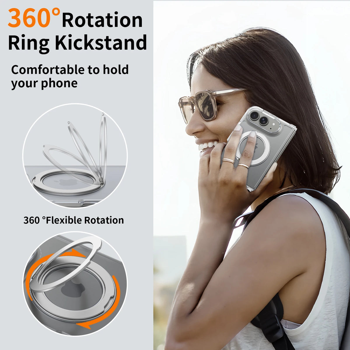 Funda iPhone Magnética 360° | Transparente, Antigolpes, Soporte | MagSafe