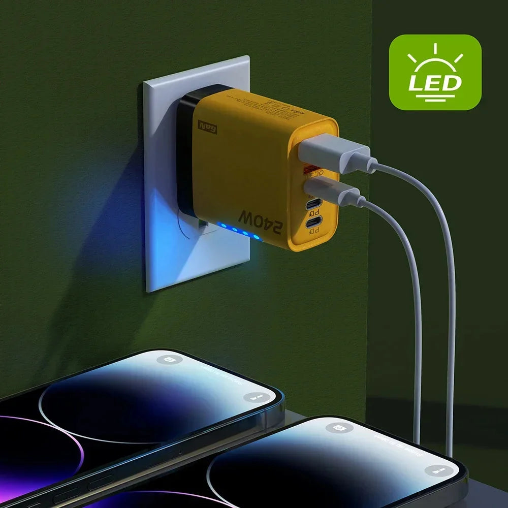 Cargador USB Tipo C 5 Puertos | Carga Rápida 120W, GaN, PD | iPhone Samsung Xiaomi