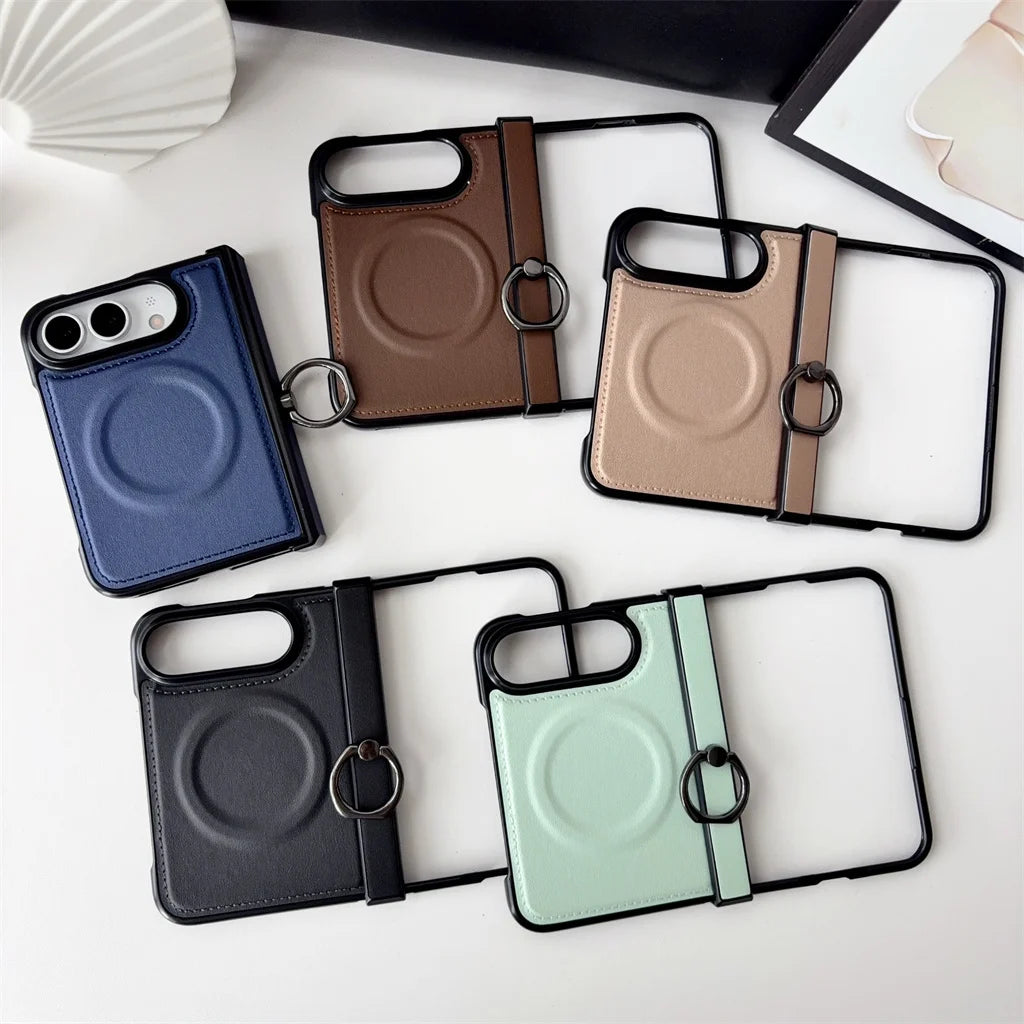 Funda iPhone con Anillo Magnético | MagSafe, Cuero, Anticaída | Soporte y Carga Inalámbrica
