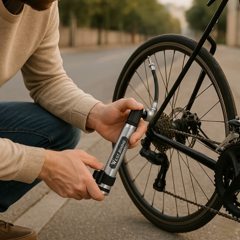 Bomba bicicleta | Mini, portátil | Compacta, ligera, inflado rápido
