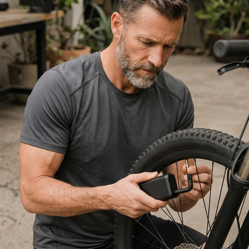 Bomba eléctrica bicicleta | Mini, portátil | Batería USB C, Presta, Schrader