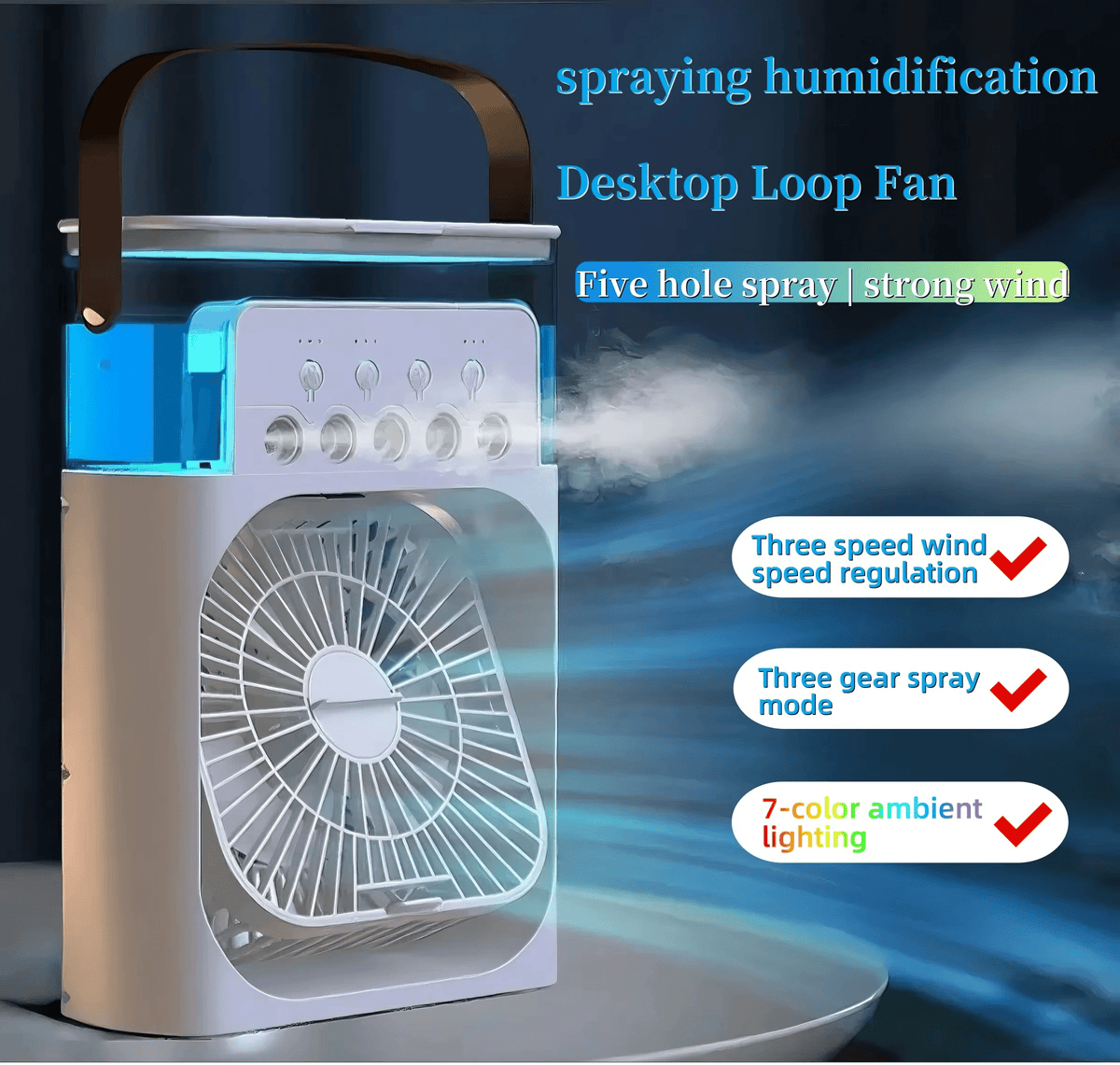 Ventilador Enfriador 3 en 1 LED Portátil Silencioso - VyFlair