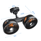 Ventilador Automóvil Doble Cabeza con Ventosa y Batería - VyFlair