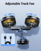 Ventilador Automóvil Doble Cabeza con Ventosa y Batería - VyFlair