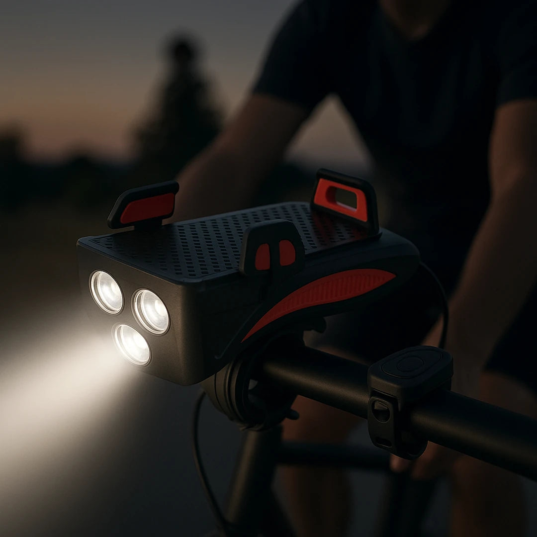 Luz bicicleta | 4 en 1, multifunción | Recargable, alta visibilidad