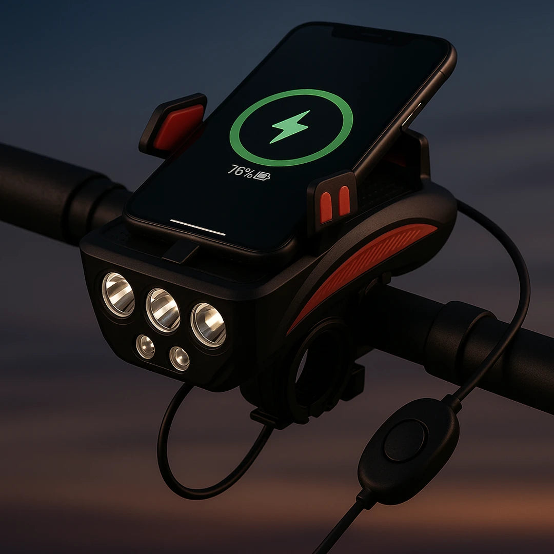 Luz bicicleta | 4 en 1, multifunción | Recargable, alta visibilidad