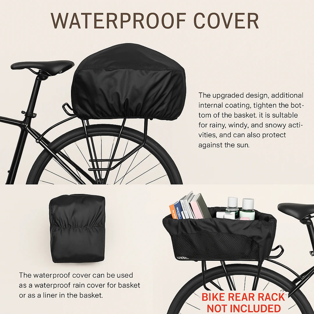 Canasta bicicleta trasera | Gran capacidad, impermeable | Red de carga, resistente