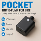 Bomba eléctrica bicicleta | Mini, portátil | Batería USB C, Presta, Schrader