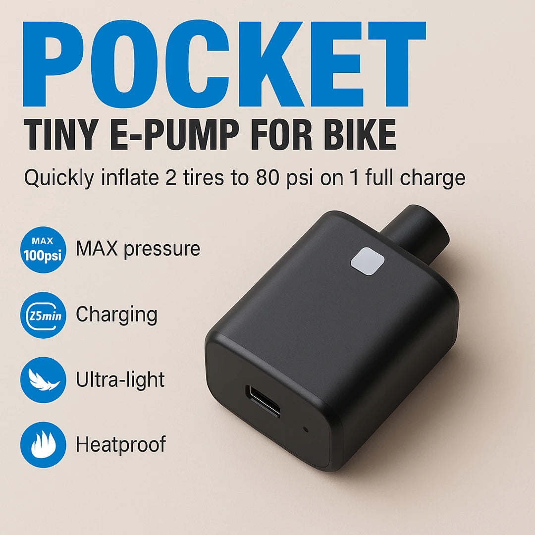 Bomba eléctrica bicicleta | Mini, portátil | Batería USB C, Presta, Schrader