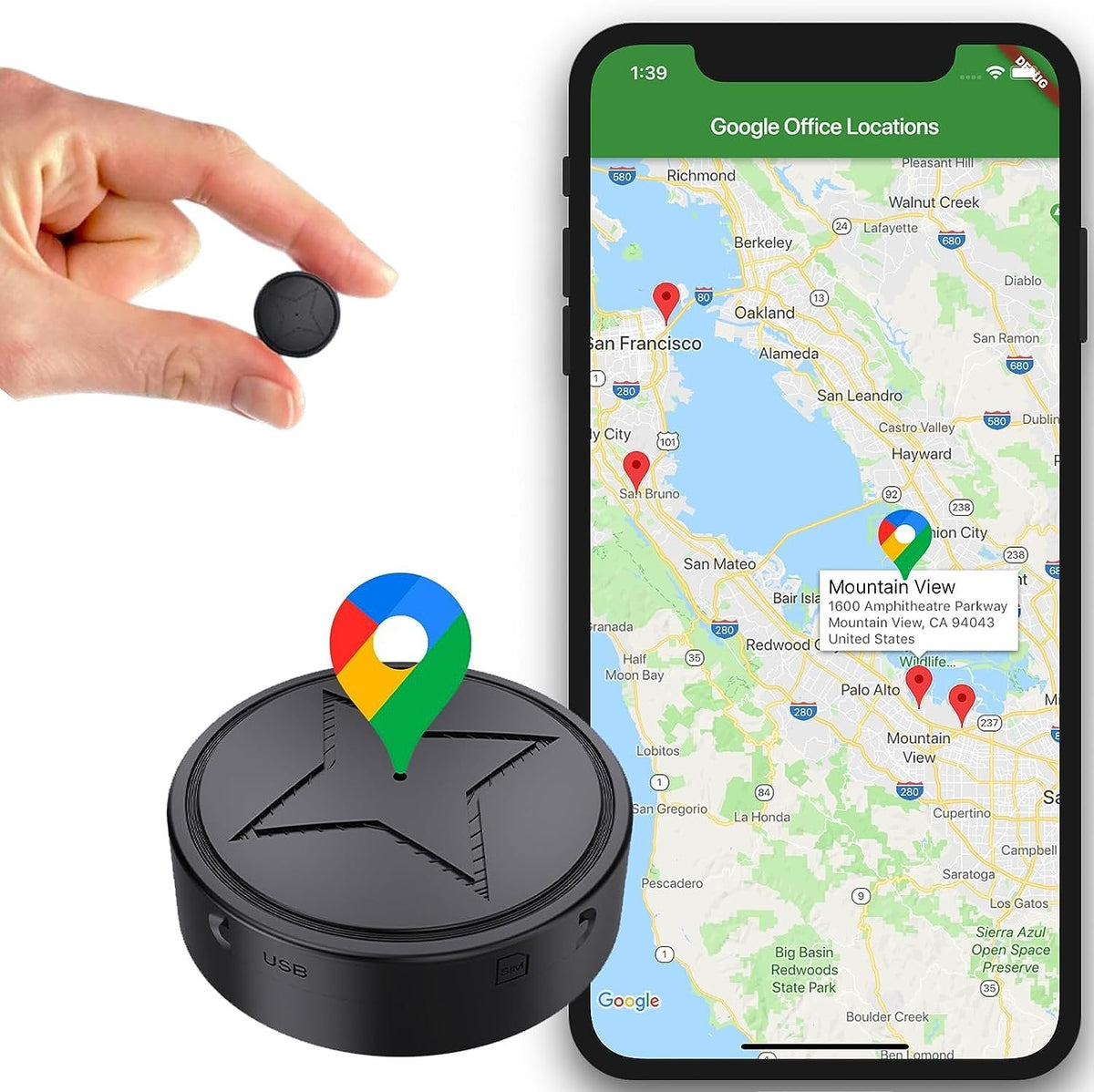 Rastreador GPS | Magnético, mini | Seguimiento en tiempo real